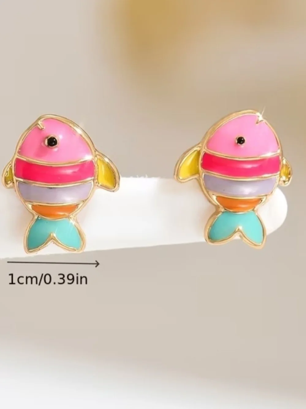Colorful Fish Stud Earrings - Pink, Orange & Teal